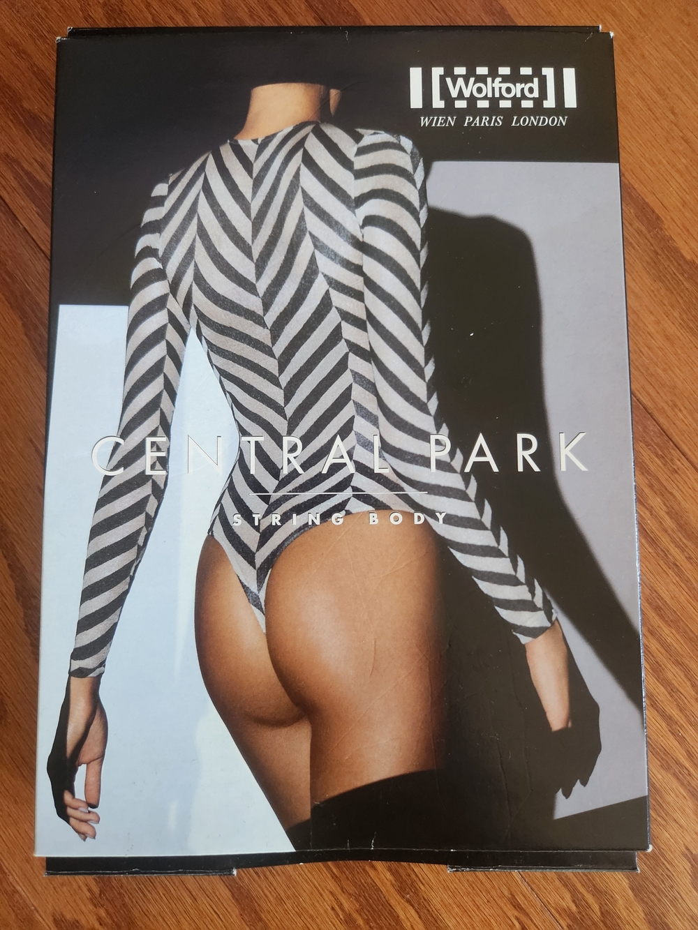 Wolford Central Park Long-Sleeve Striped String Body - Black & White